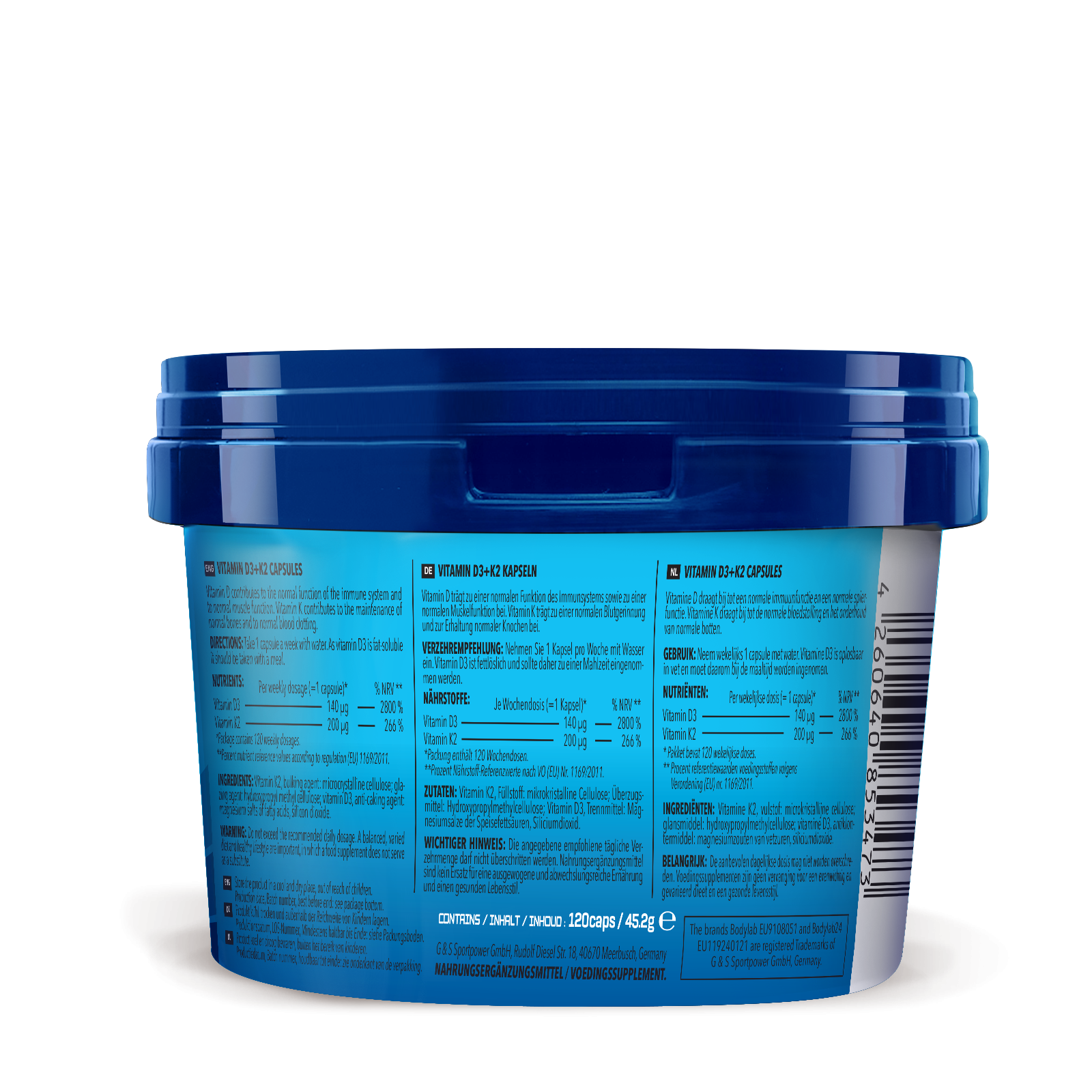 Vitamin D3 + K2 (120 Kapseln)