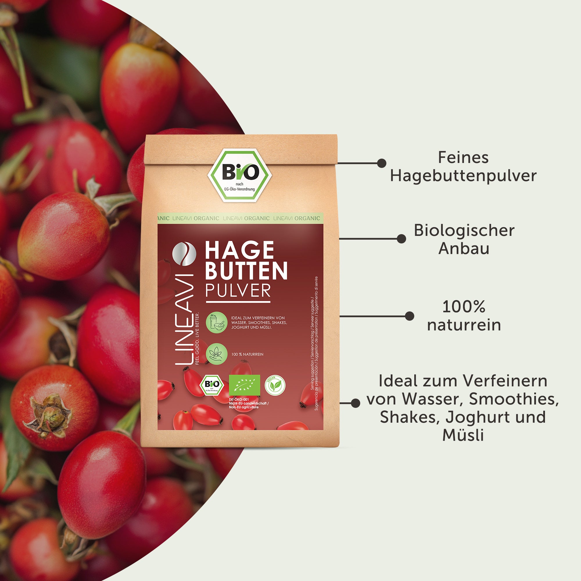 Doppelpack: Hagebuttenpulver bio (2x1000g)