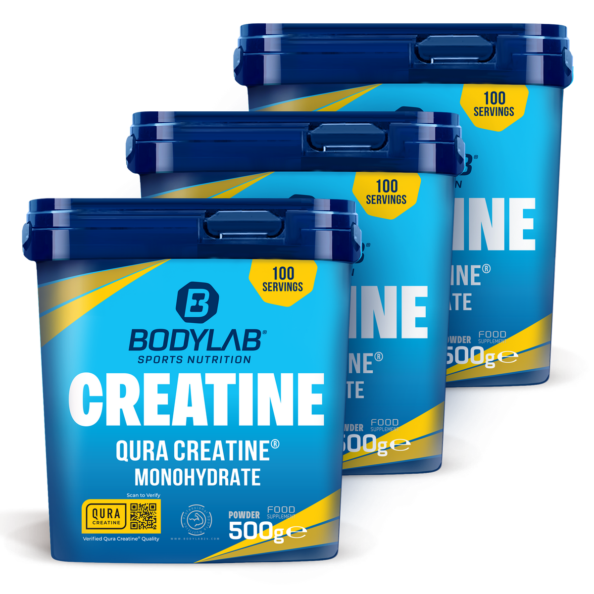 3 x QURA Creatine™ Monohydrate (500g)