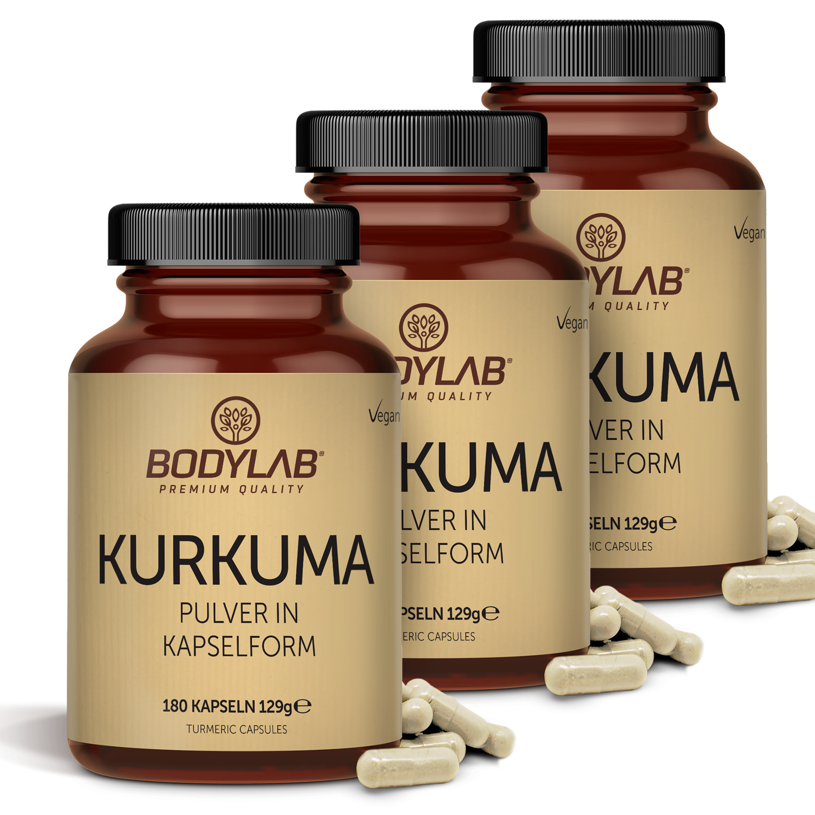 3 x Kurkuma Pulver in Kapselform (3 x 180 Kapseln)