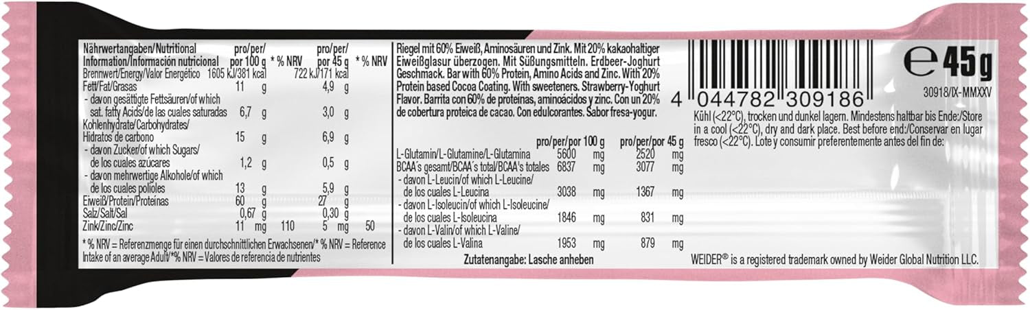 60% Protein Bar (24x45g) Strawberry Yoghurt