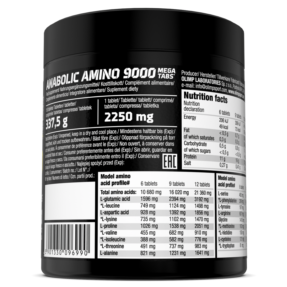Anabolic Amino 9000 Mega Tabs (150 Tabletten)