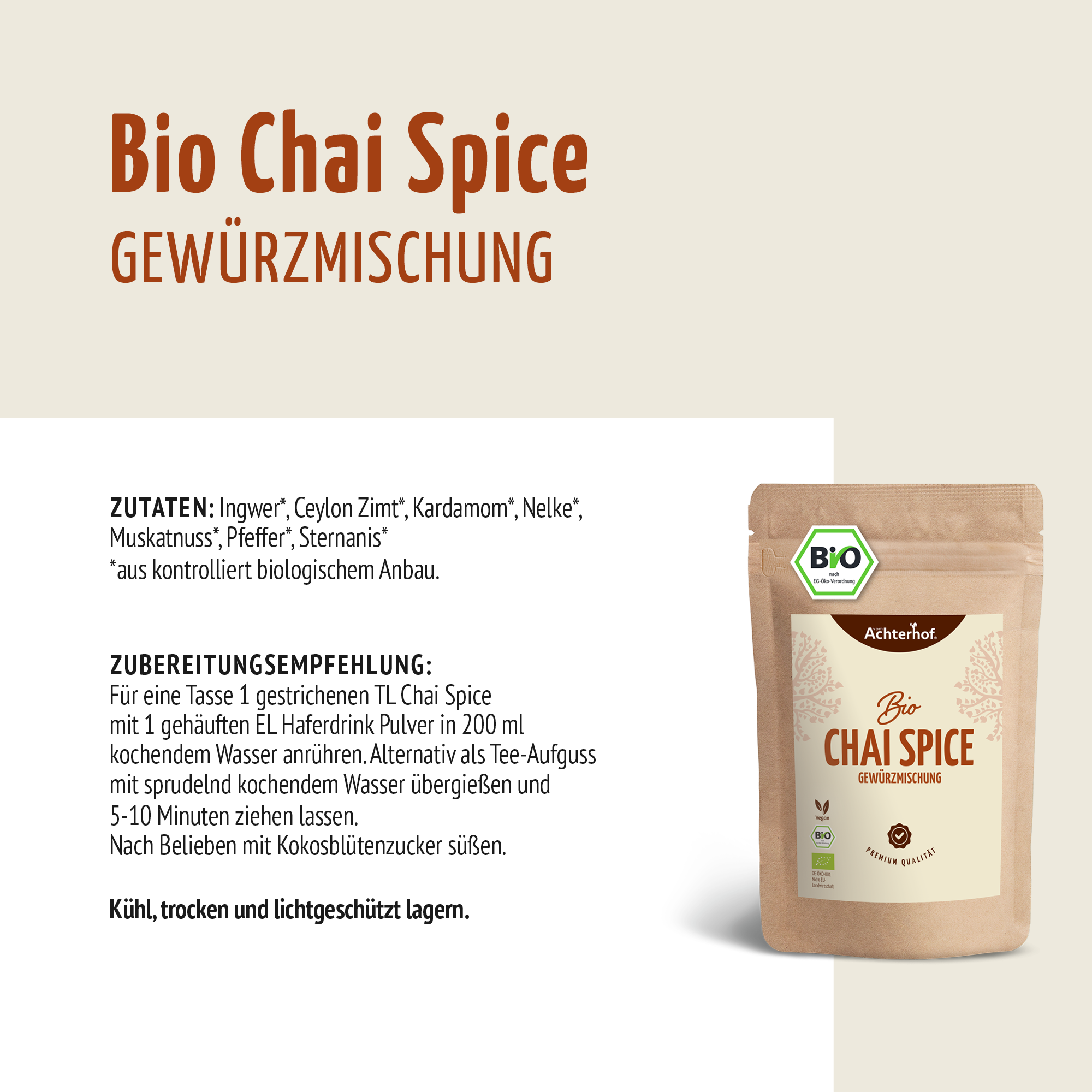 Bio Spicy Chai Gewürzmischung – zuckerfrei (100g)