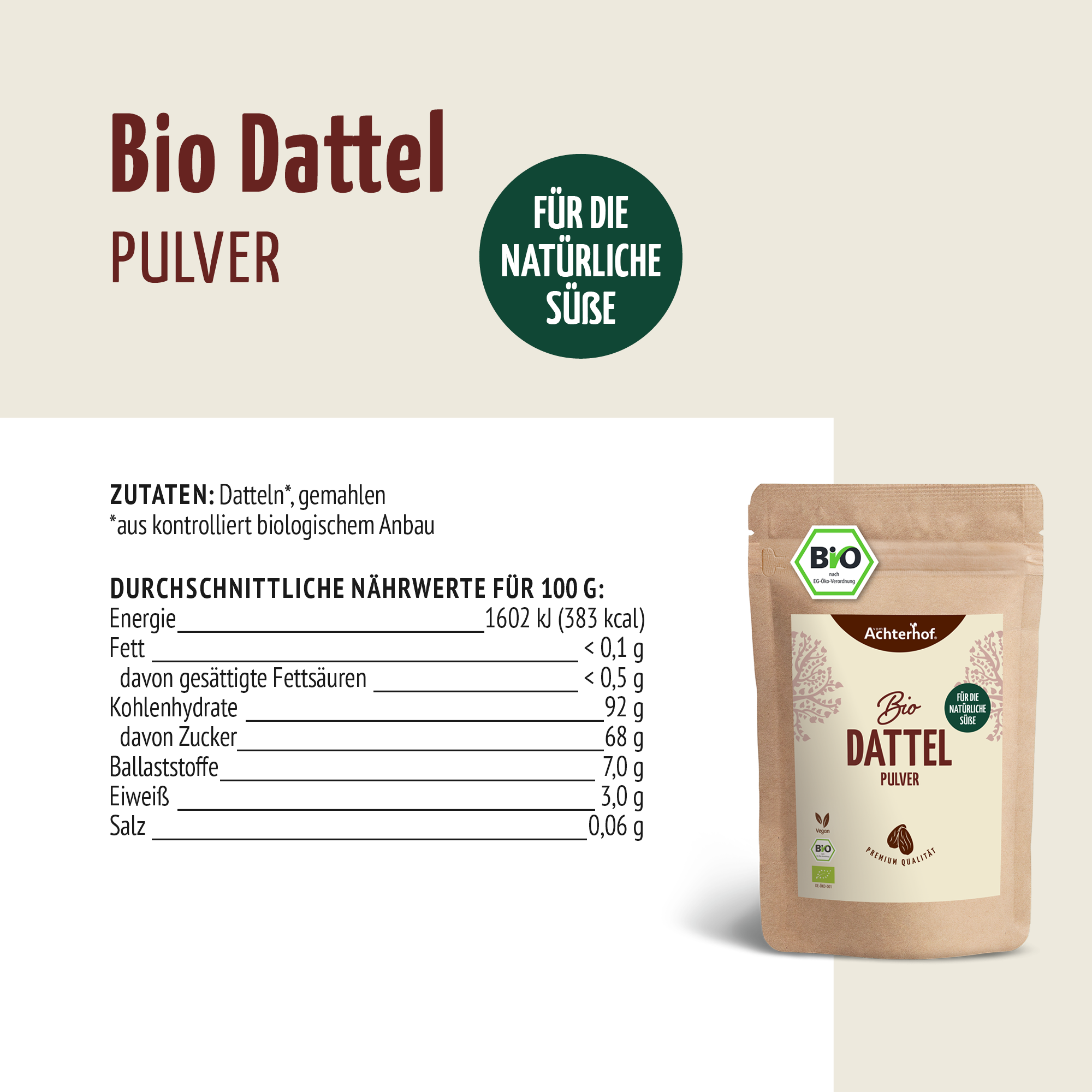 Bio Dattel Pulver (500g)