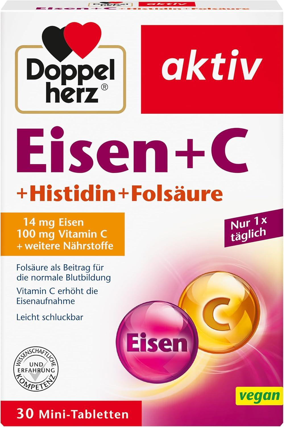 Eisen + C + Histidin + Folsäure (30 Tabletten)