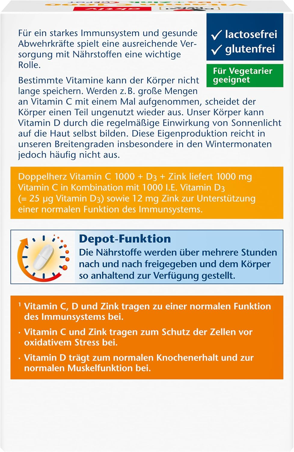 Vitamin C 1000 + D3 + Zink Depot (100 Depot-Tabletten)