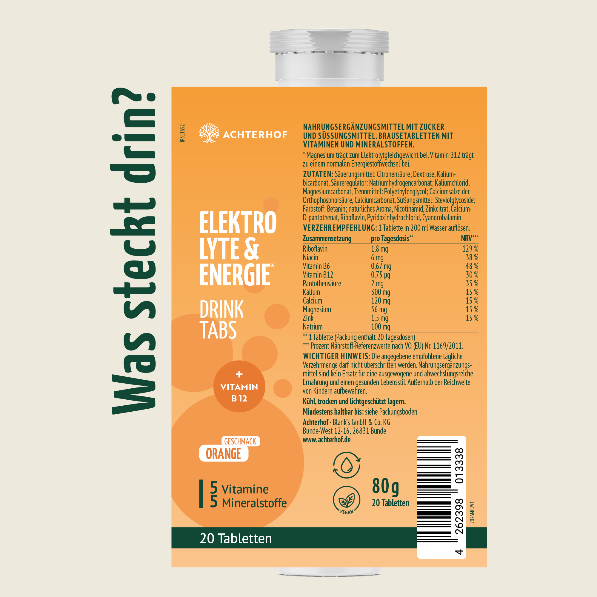 Elektrolyte & Energie Drink Tabs (20 Tabletten)