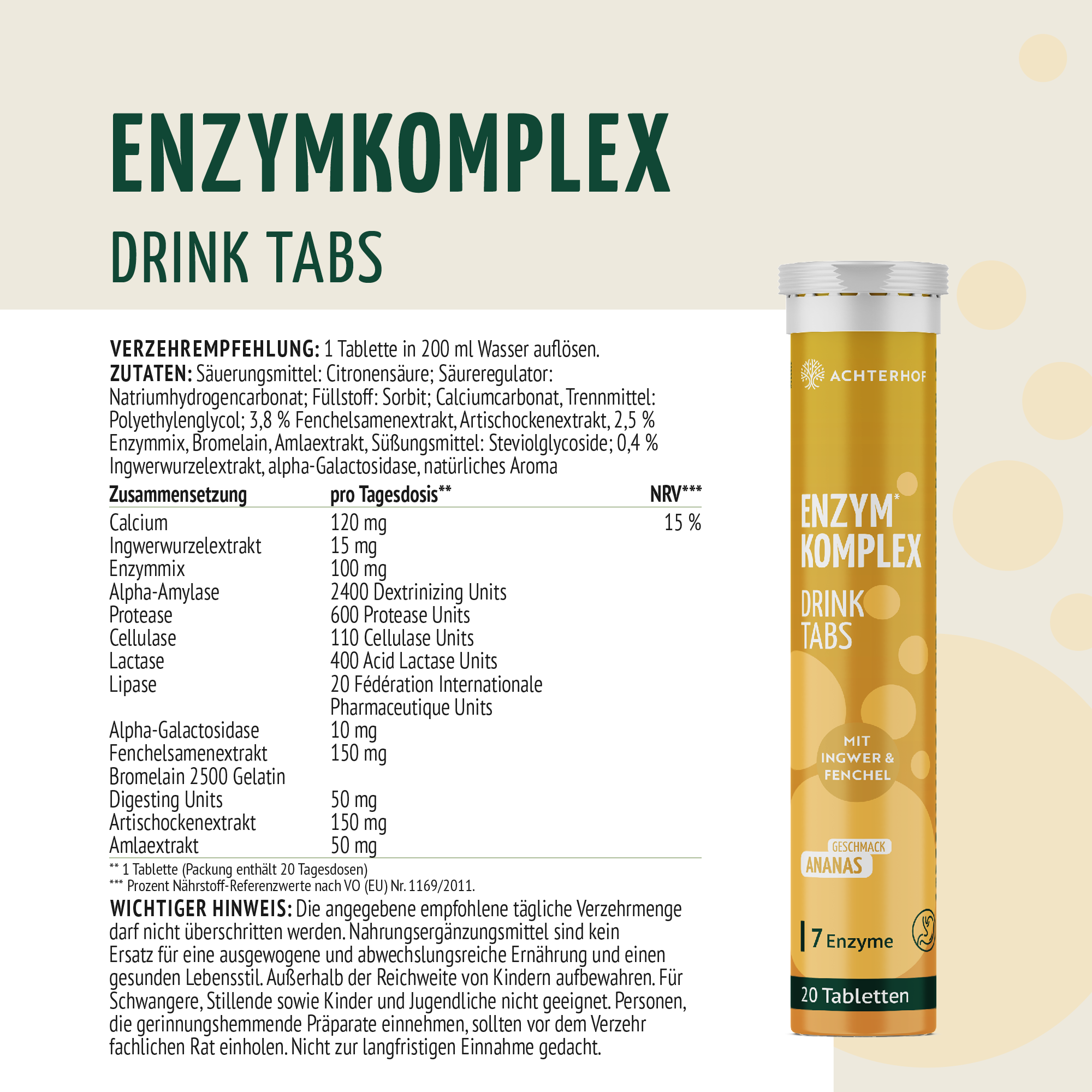 Enzymkomplex Drink Tabs (20 Tabletten)