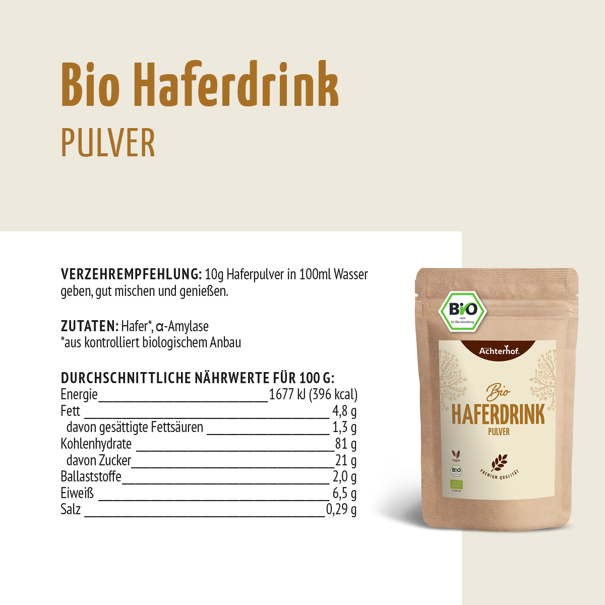 Bio Haferdrink Pulver (250g)