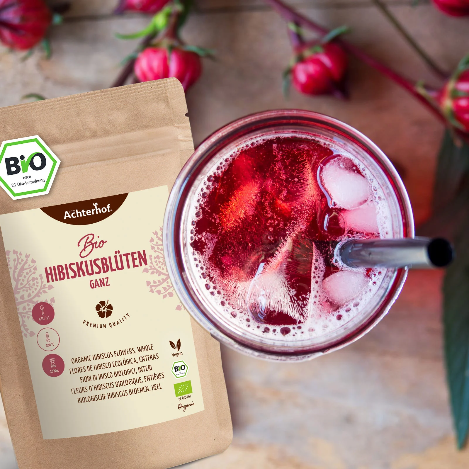 Hibiskusblüten ganz / getrocknet Bio (250g)