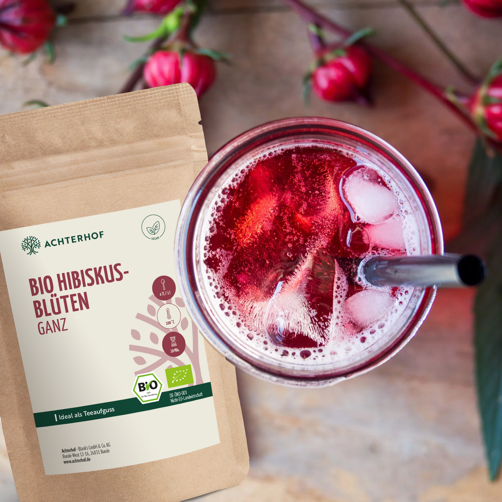 Hibiskusblüten ganz / getrocknet Bio (250g)