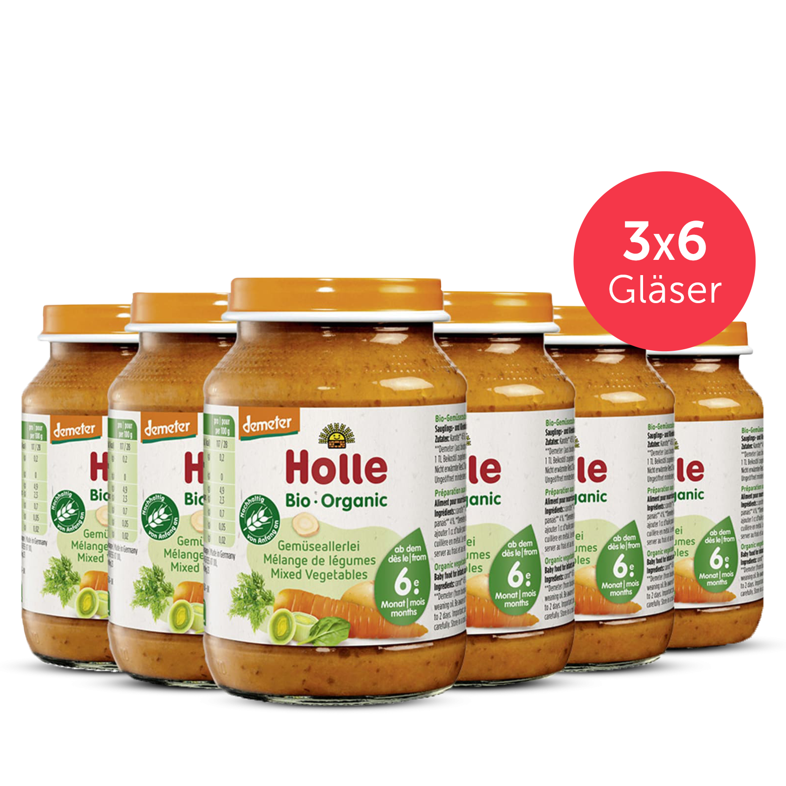 3er Pack Gemüseallerlei - 6x190g - Demeter ab dem 6. Monat