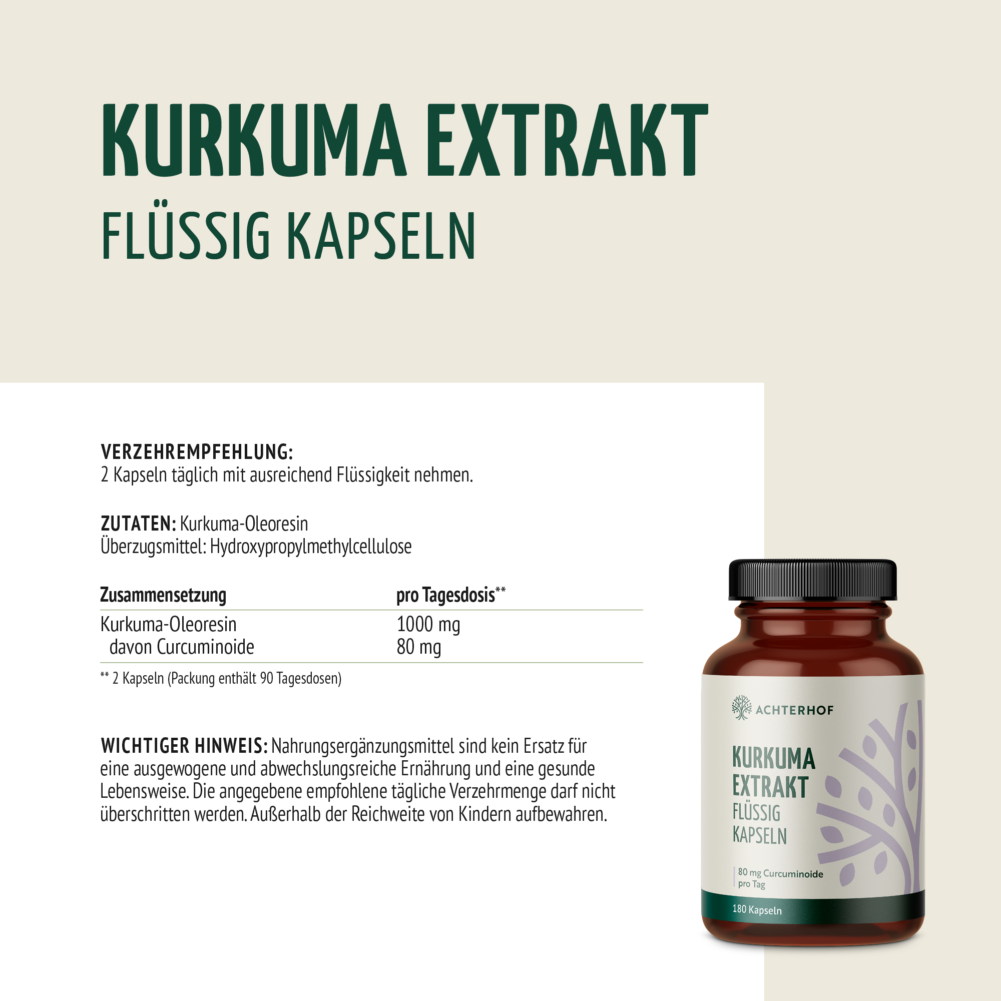 Kurkuma Extrakt Flüssig Kapseln (180 Kapseln)