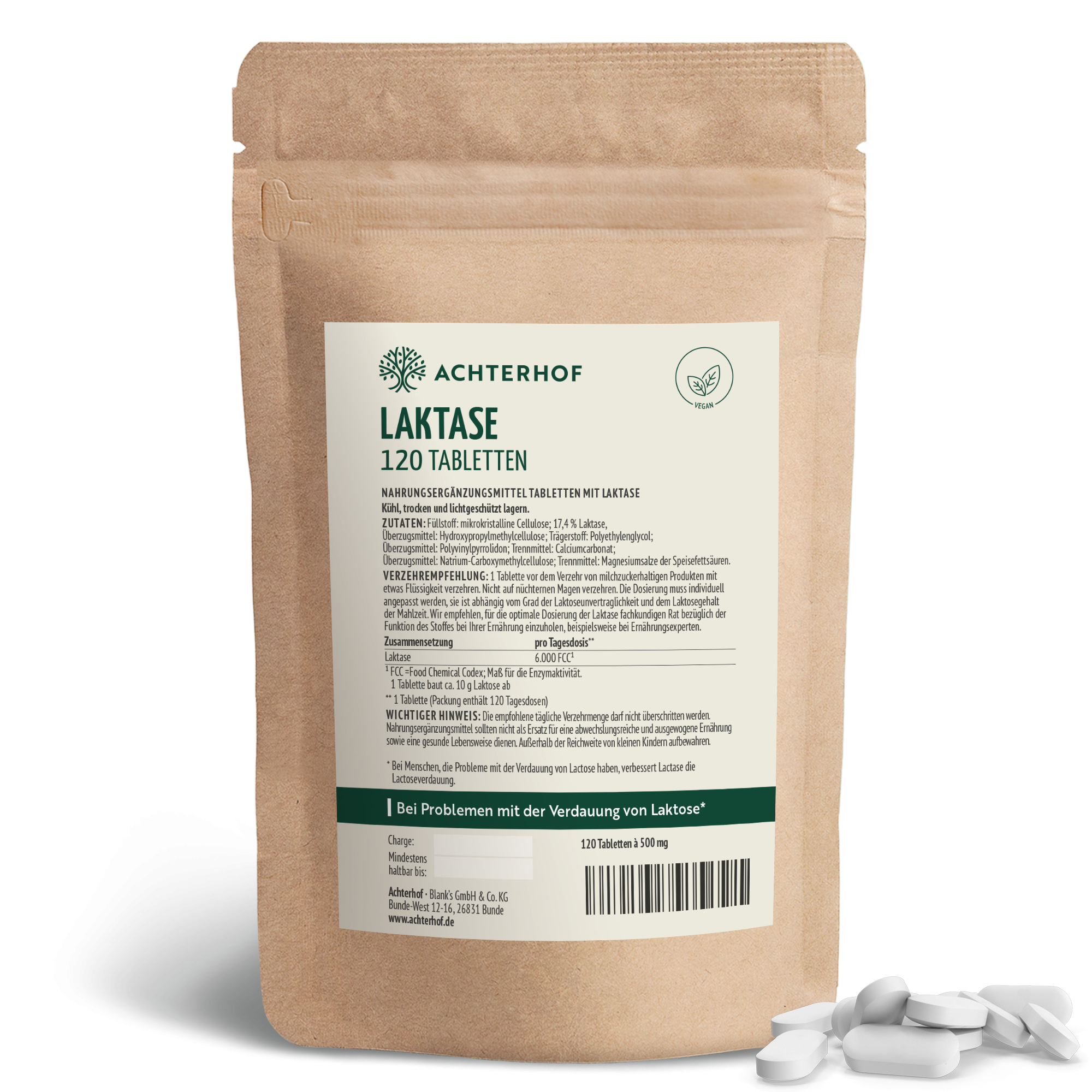 Laktase Tabletten (120 Kapseln)