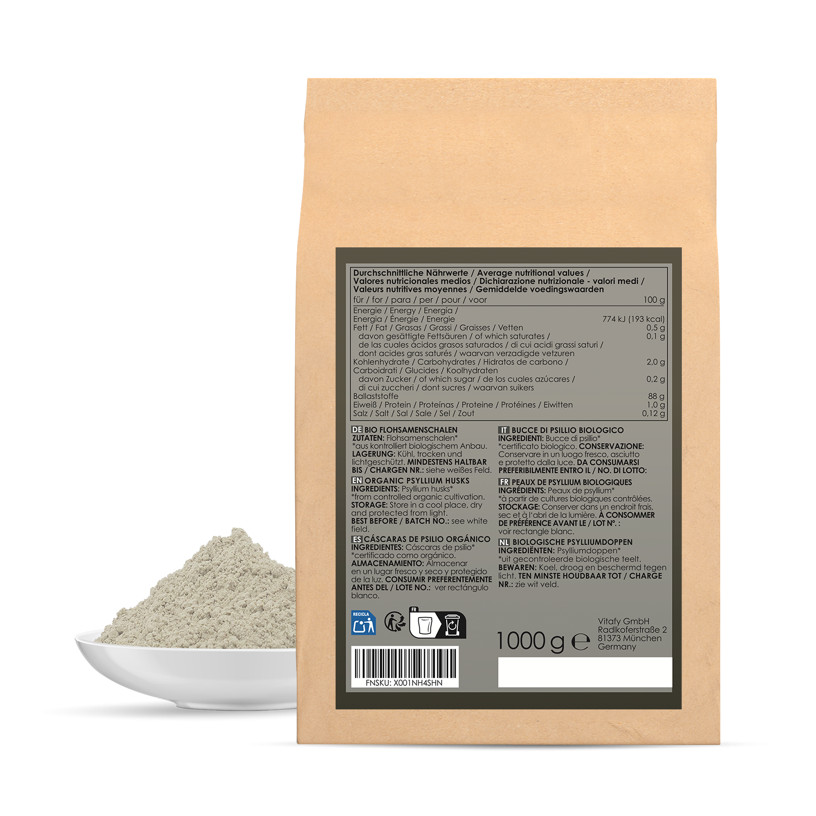 Flohsamenschalen Bio (1000g)