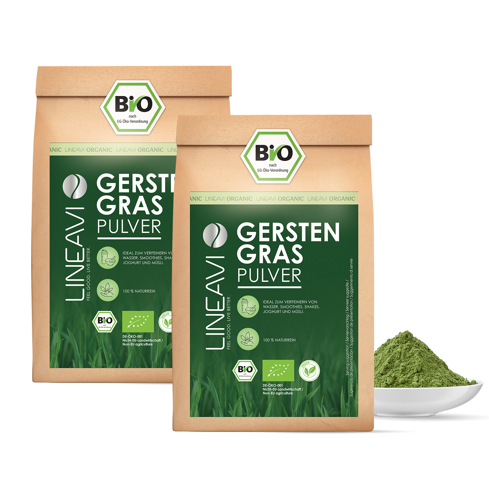 Doppelpack: LINEAVI Gerstengraspulver bio (2x1000g)