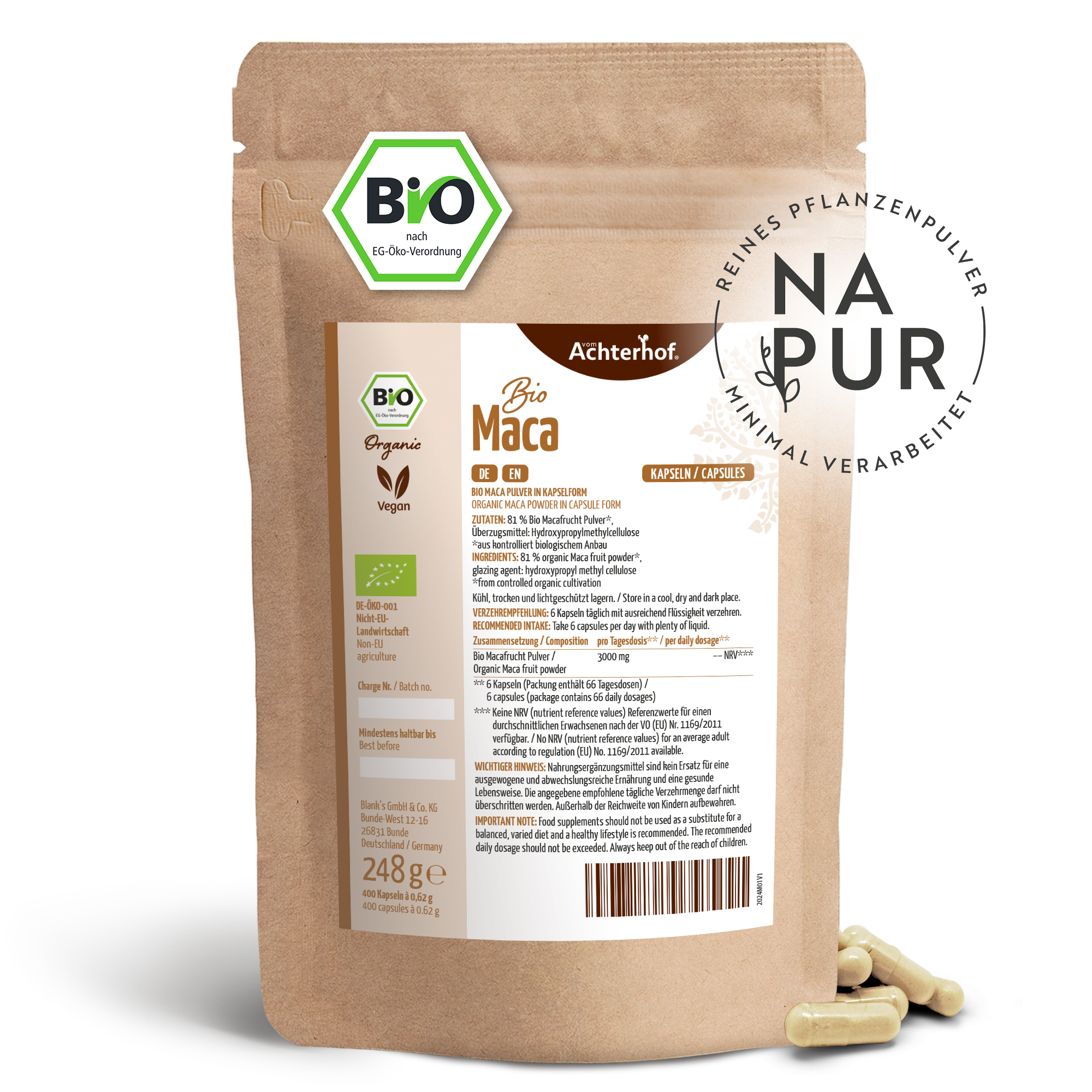 Maca Kapseln Bio Nachfüllpack (400 Kapseln)