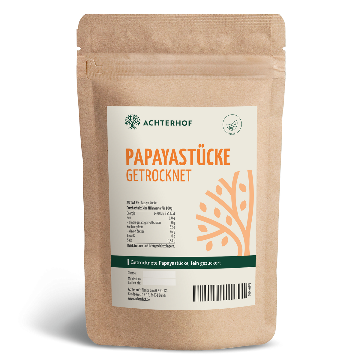 Papayastücke getrocknet & gezuckert (500g)