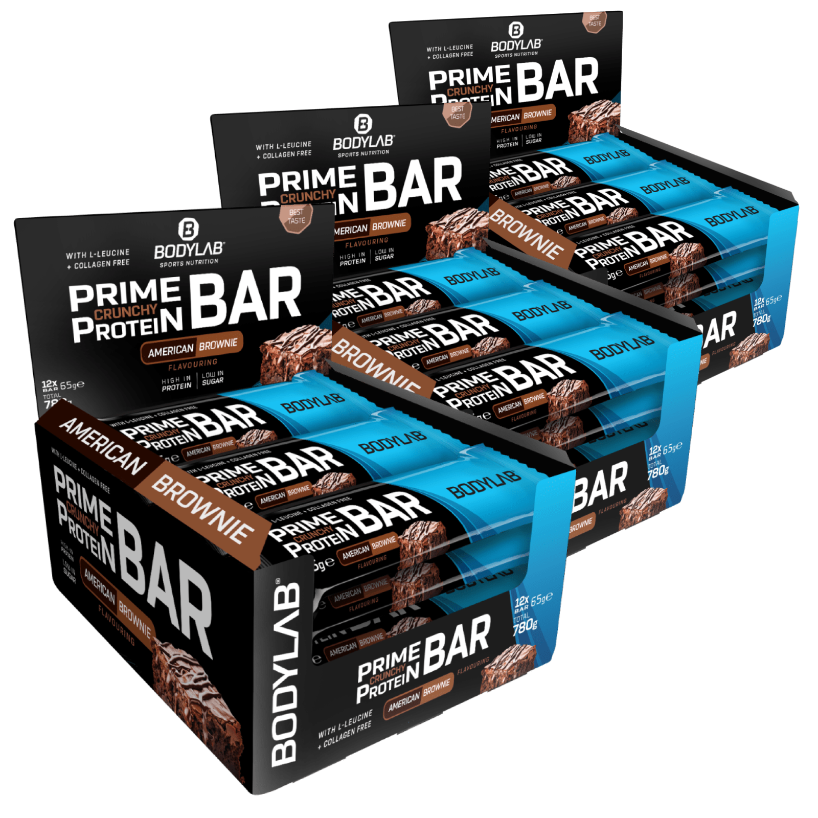 3 x Prime Crunchy Protein Bar American Brownie (12x65g)