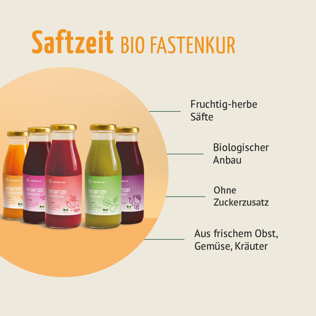Saftzeit Bio Fastenkur 1 - 7 Tage (6 Flaschen pro Tag)