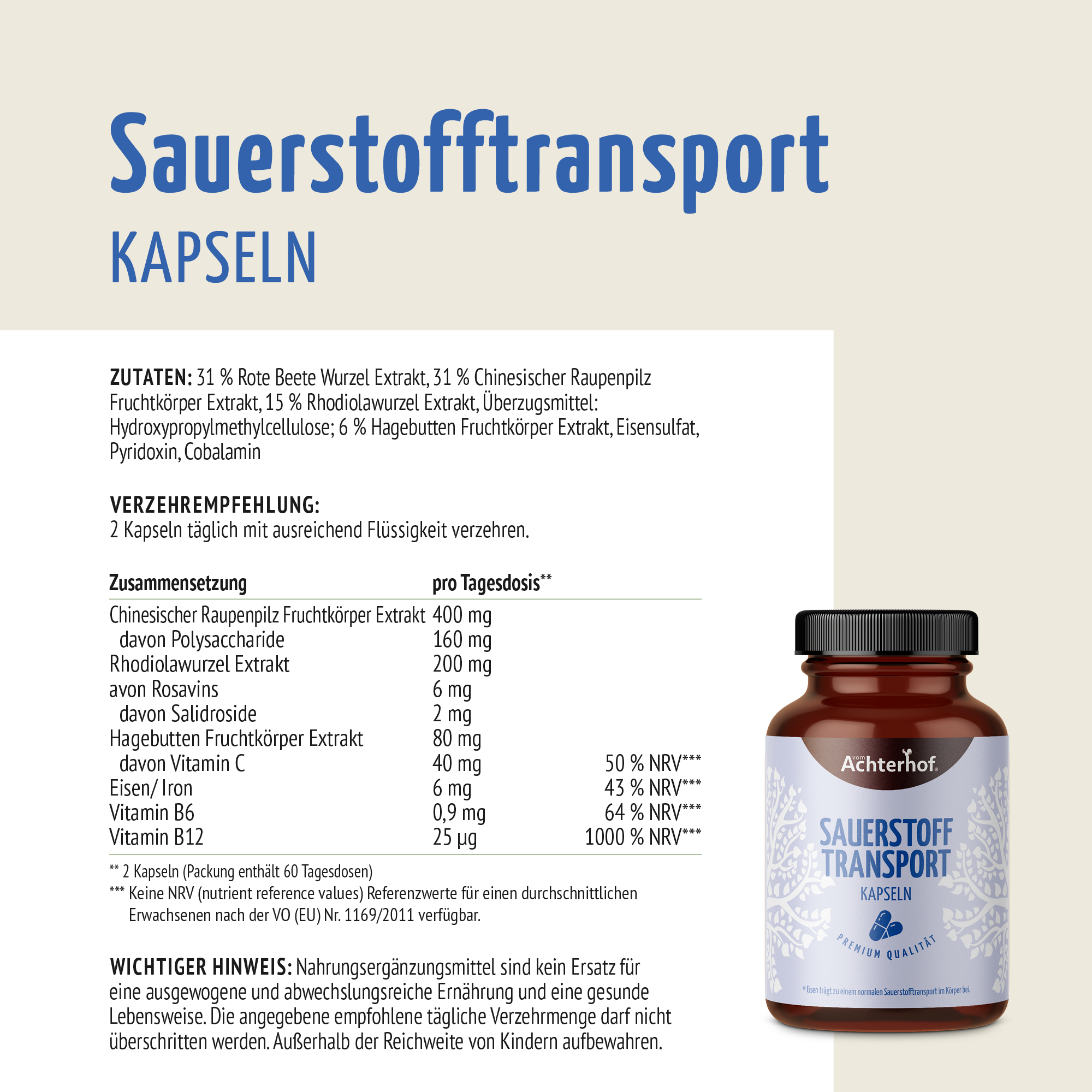 Sauerstoff Transport Kapseln (120 Kapseln)
