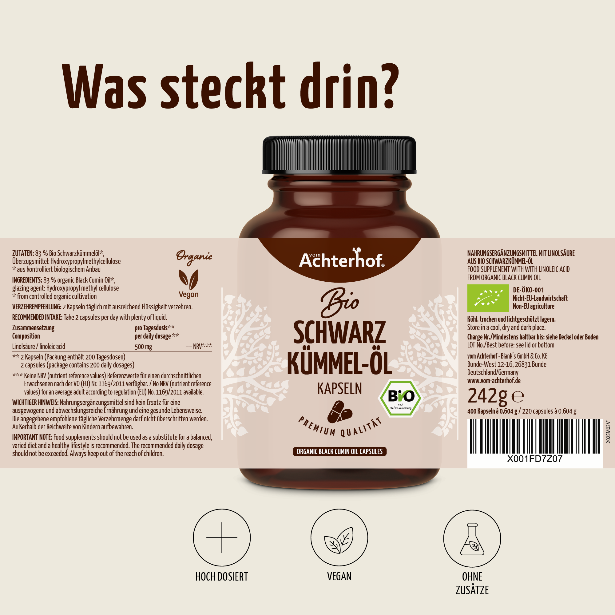 Schwarzkümmel-Öl Kapseln Bio (400 Kapseln)