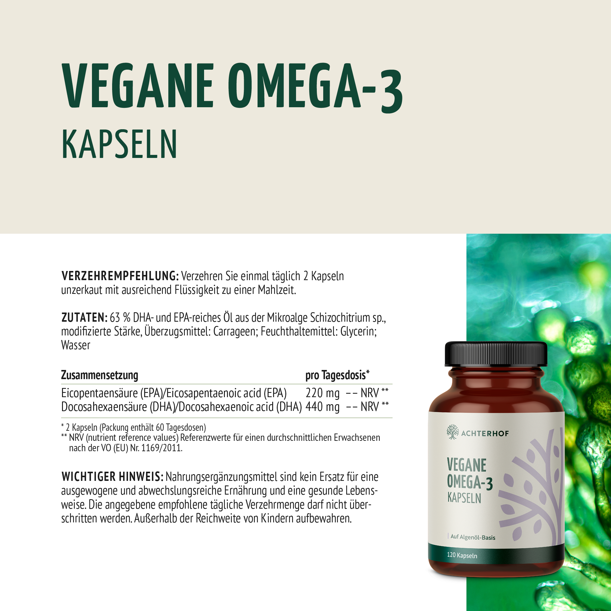 Vegane Omega-3 Kapseln (120 Kapseln)