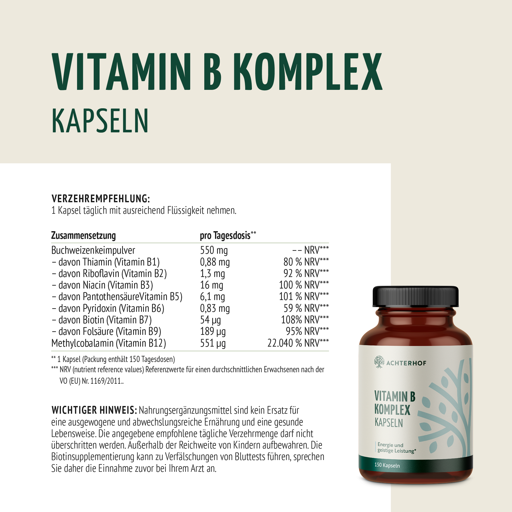 Vitamin B Komplex (150 Kapseln)