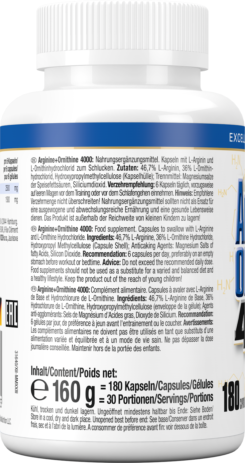 Arginine + Ornithine 4.000 (180 Kapseln)