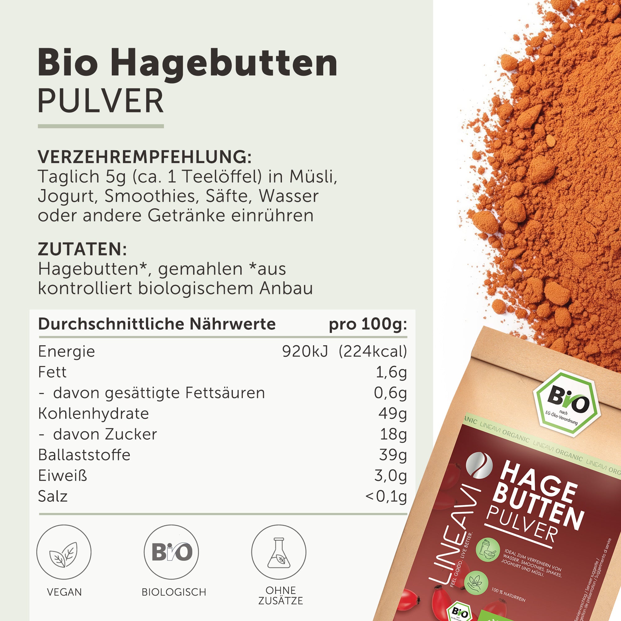 Hagebuttenpulver bio (1000g)