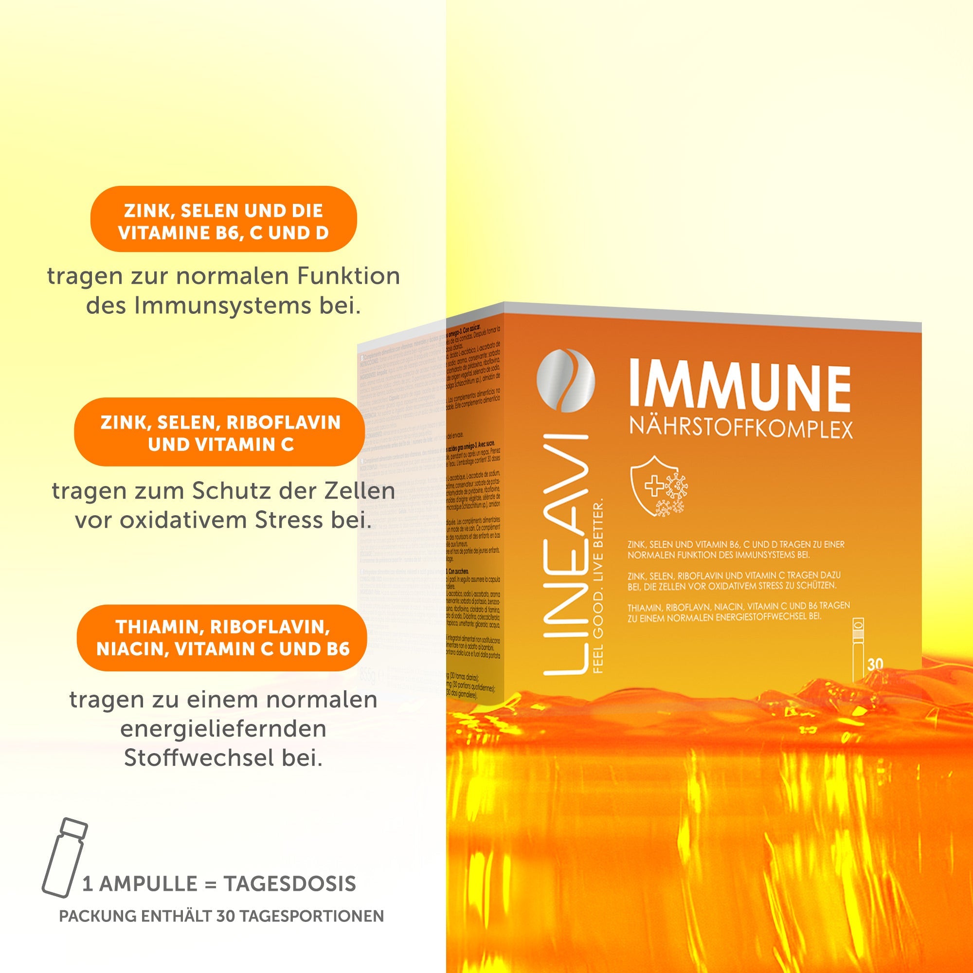 LINEAVI Immun 3-Monatspackung (3x30x25ml Trinkfläschchen + 3x30 Omega 3 Kapseln)