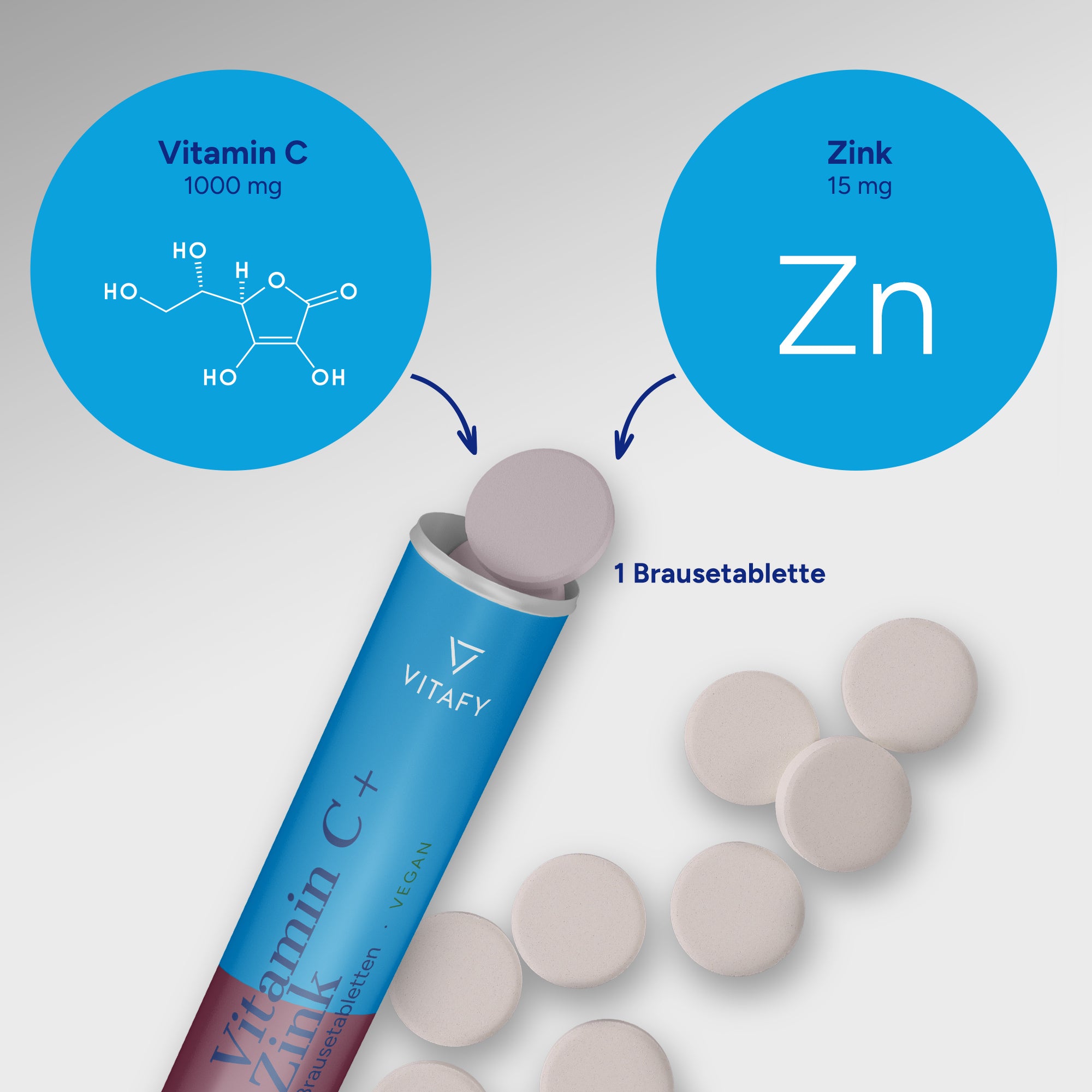 Vitamin C + Zink - Cassis (20 Brausetabletten) - 6er Pack