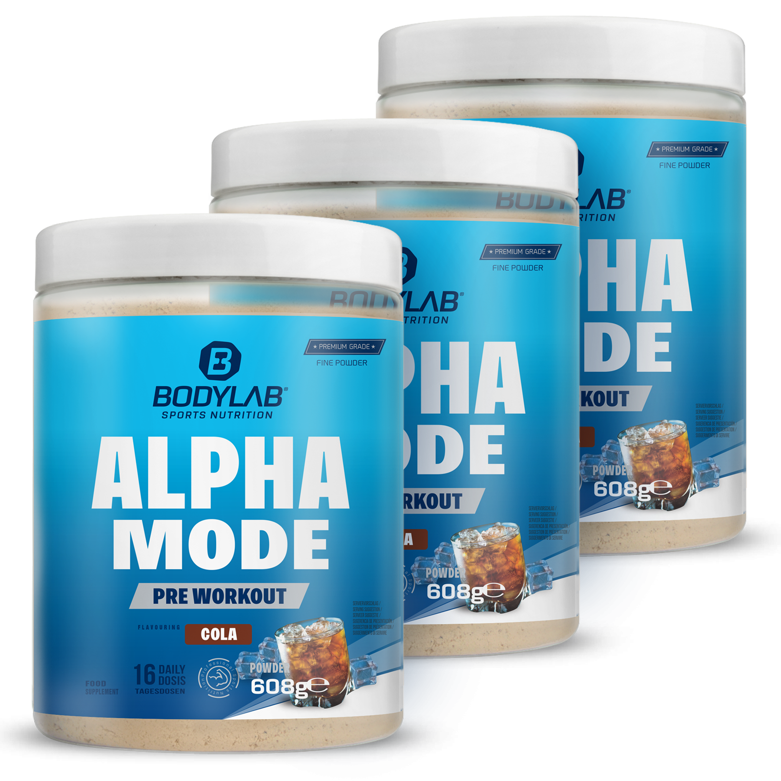 3 x Pre Workout Alpha Mode Cola (je 608g)