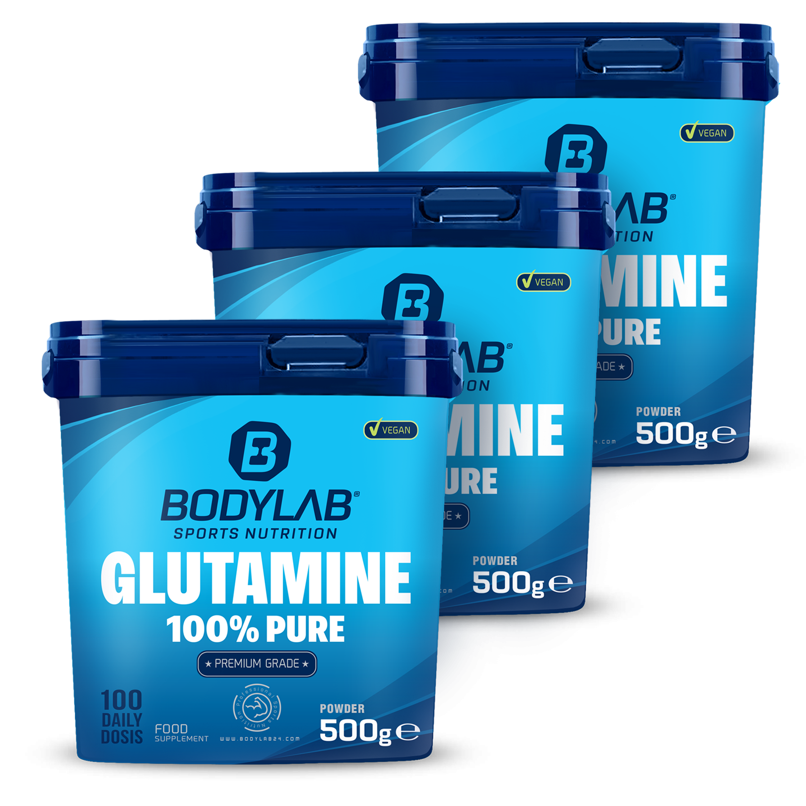 3 x Bodylab24 Glutamin Powder (je 500g)