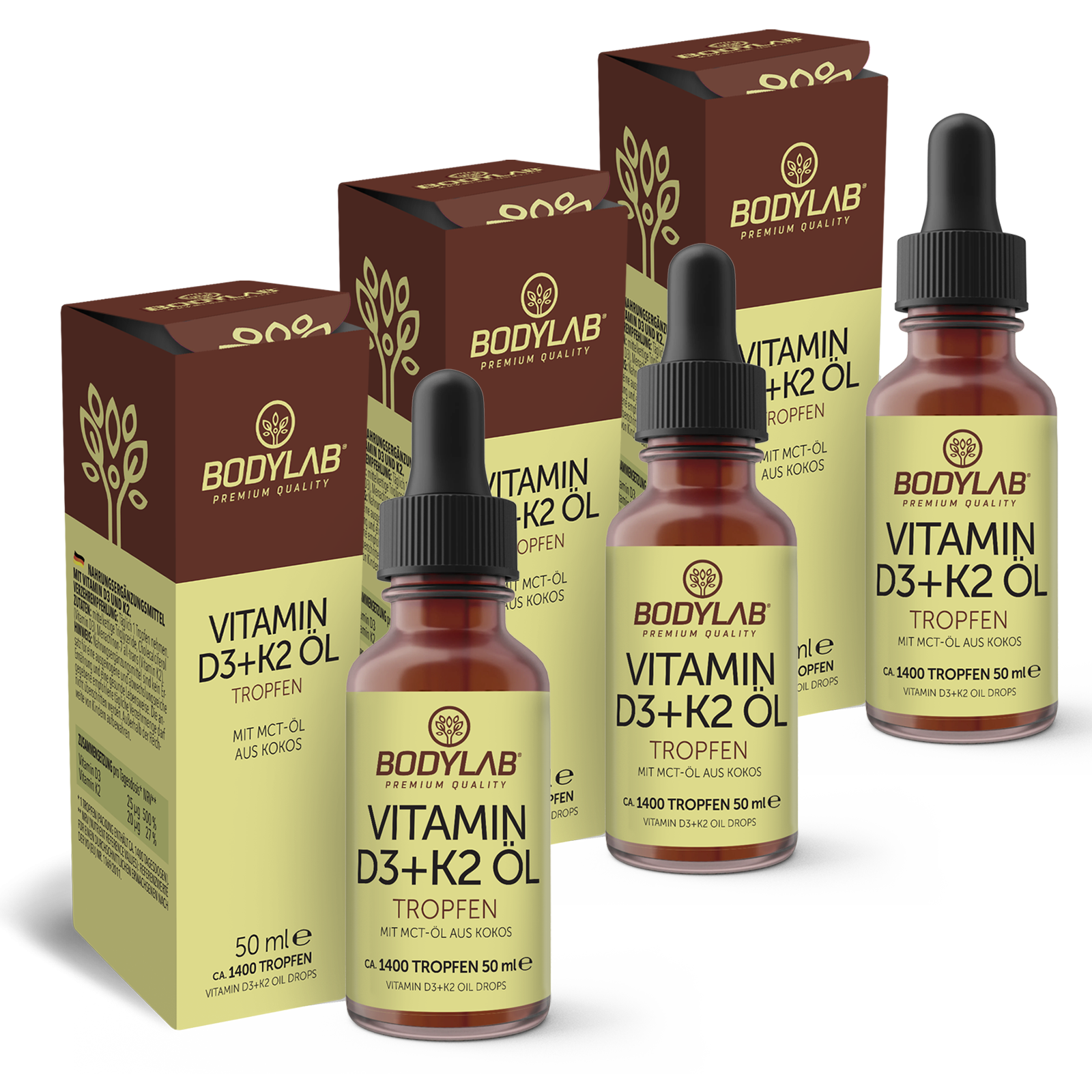 3 x Vitamin D3+K2 Öl Tropfen (3 x 50ml)