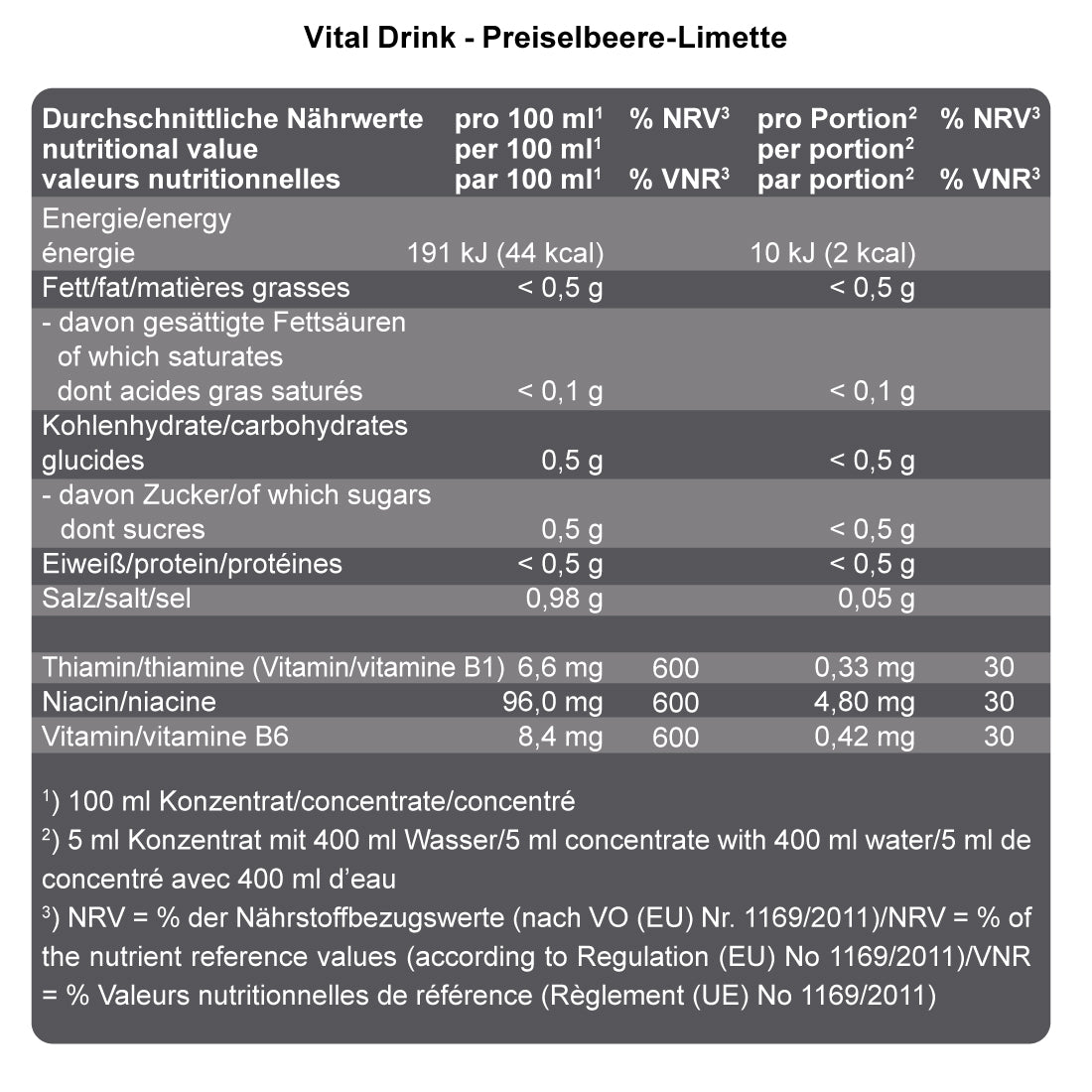 Vital Drink Zerop - 1000ml - Cranberry Lime