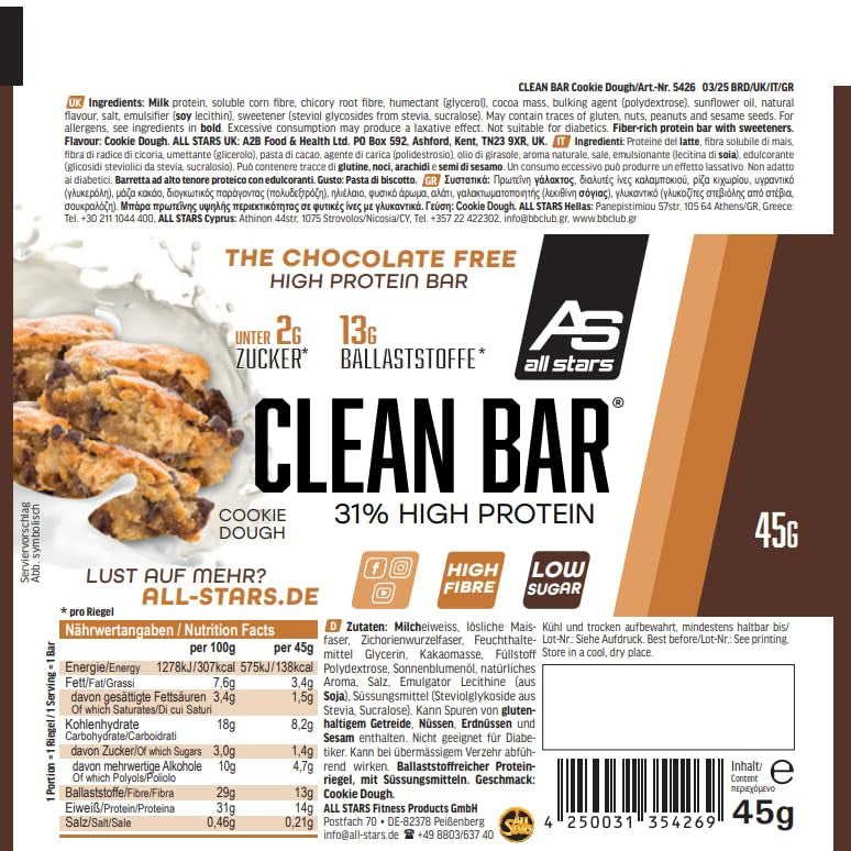 Clean Bar - 18x45g - Cookie-Dough
