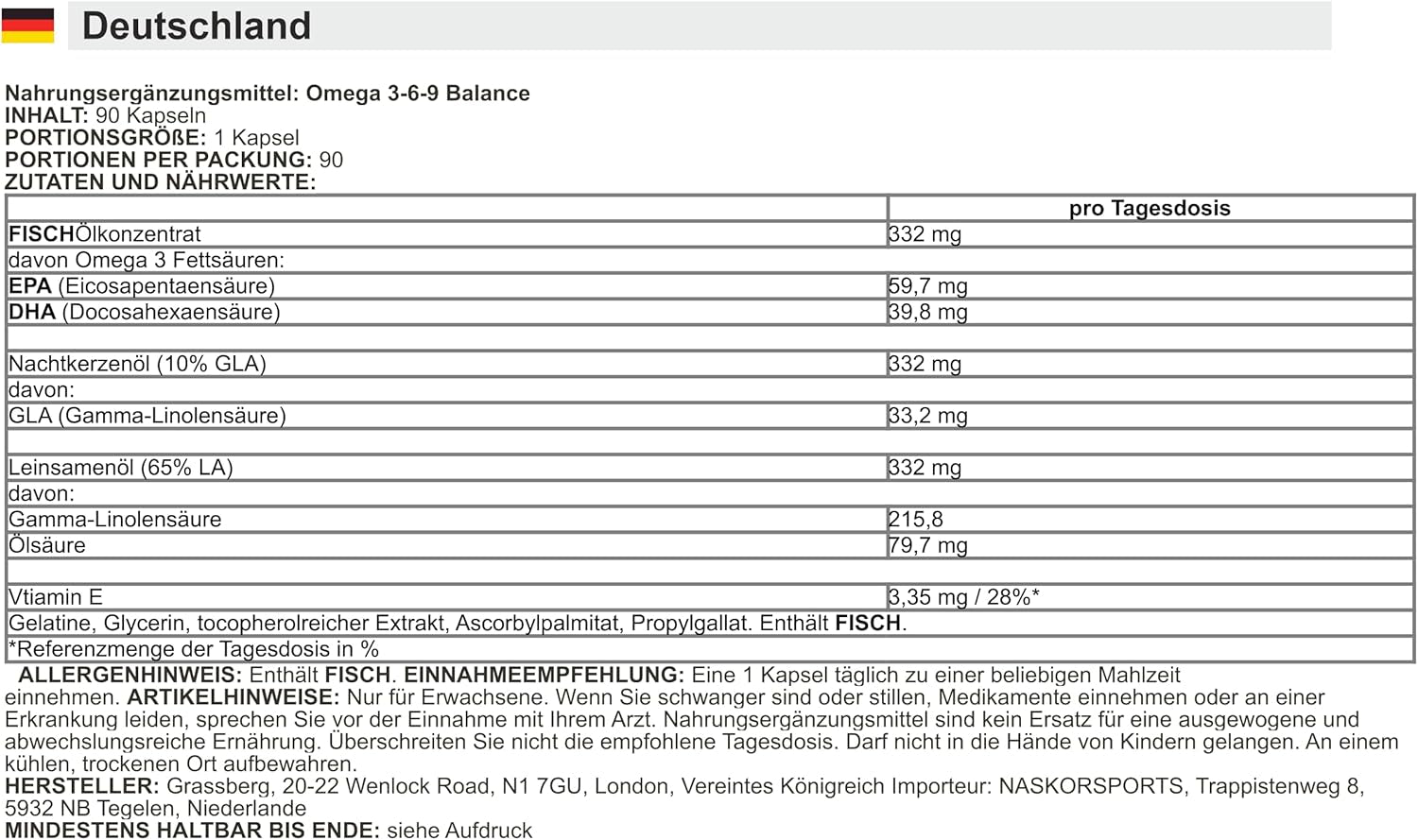 Omega 3-6-9 Balance (90 Kapseln)