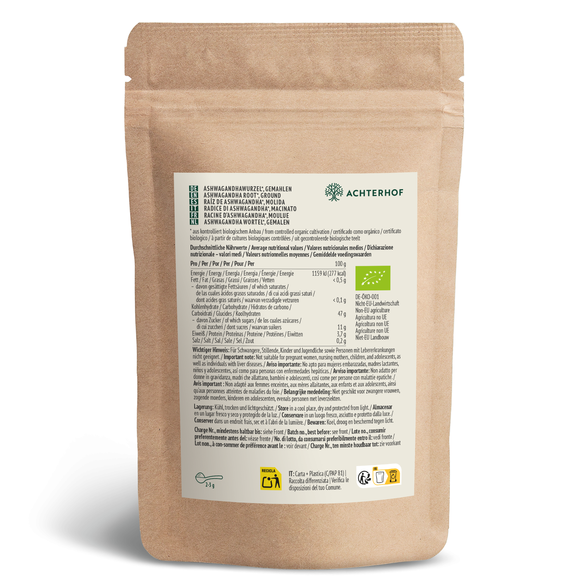 Ashwagandha Pulver Bio (500g)