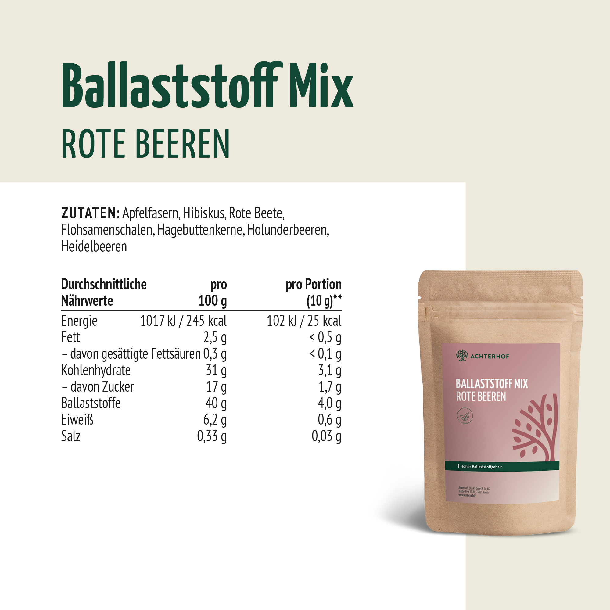 Ballaststoff Mix rote Beeren (100g)
