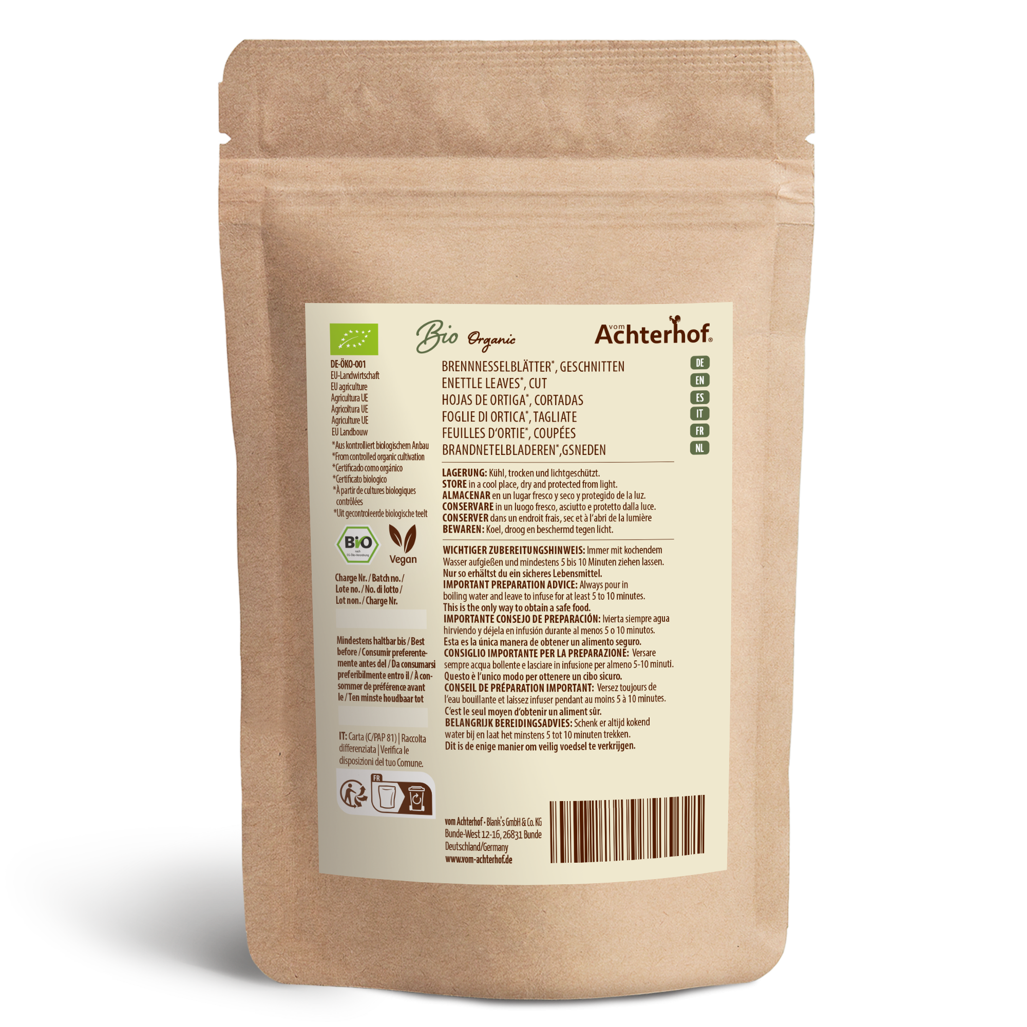 Brennnesselblätter getrocknet Bio (500g)