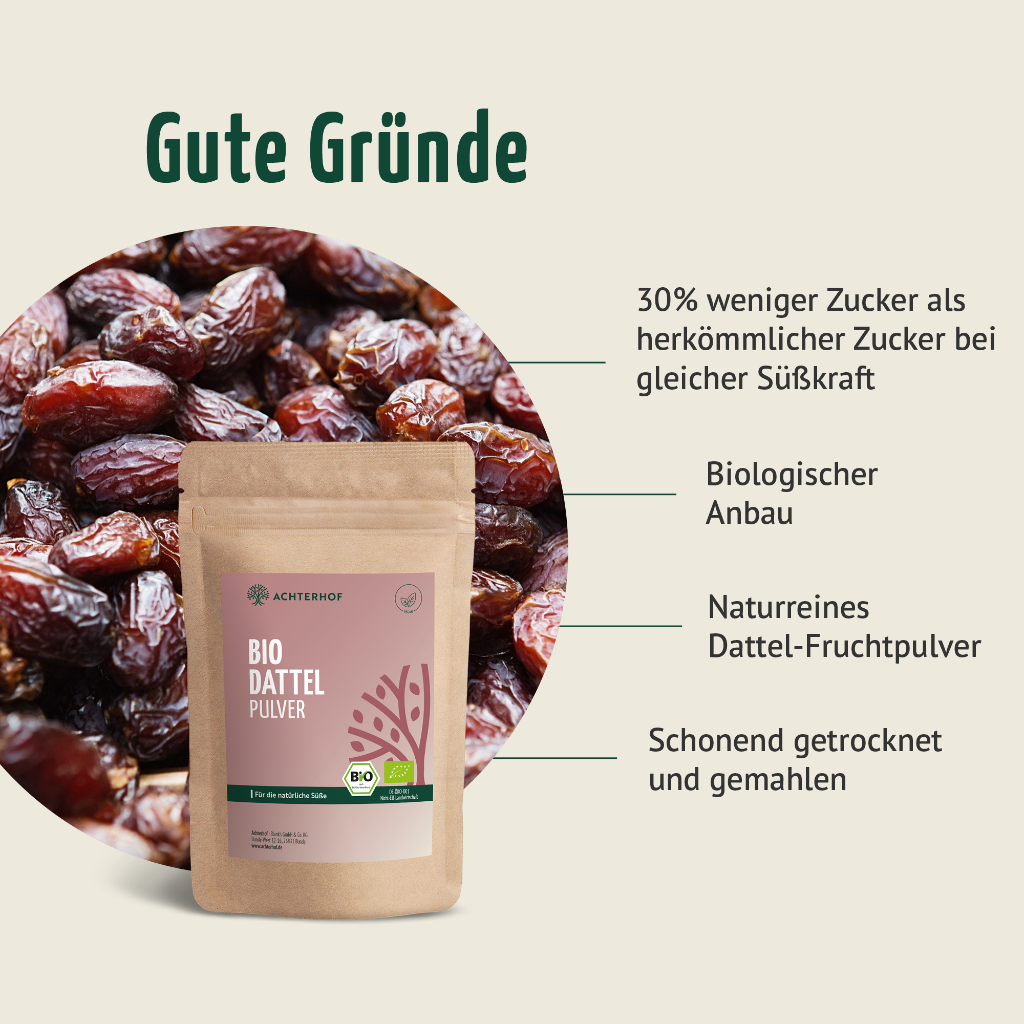 Bio Dattel Pulver (500g)