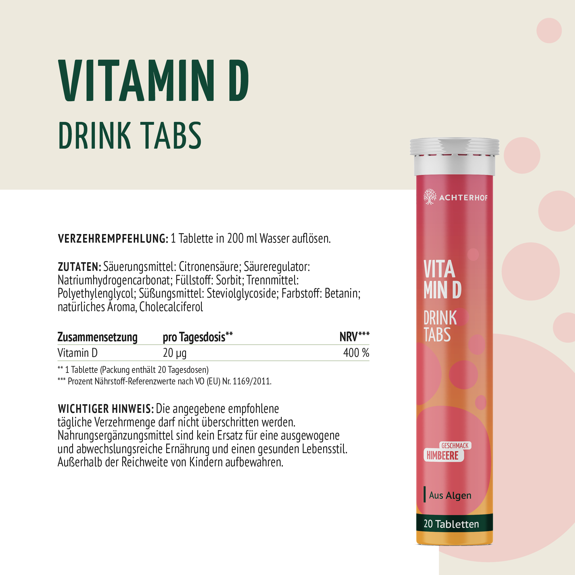 Vitamin D Drink Tabs (20 Tabletten)