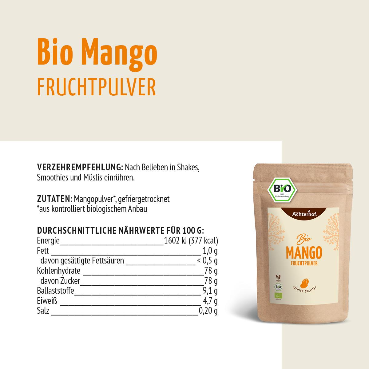 Bio Mango Fruchtpulver (100g)