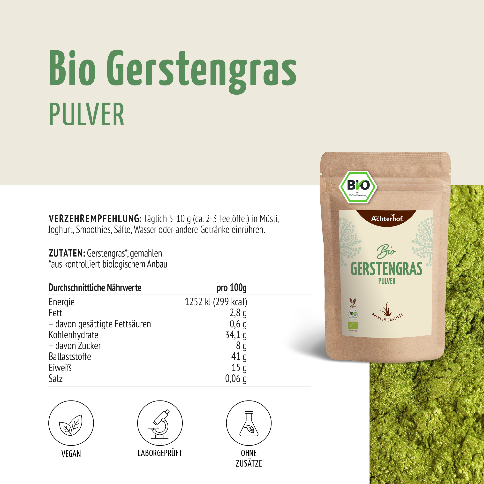 Gerstengras Pulver Bio (500g)