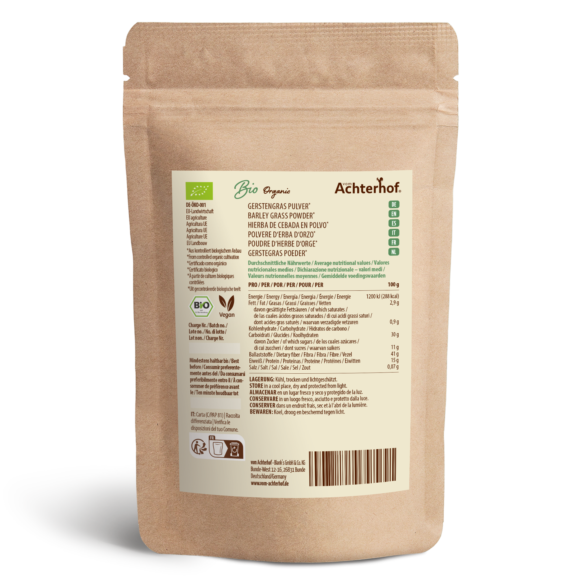 Gerstengras Pulver Bio (1000g)