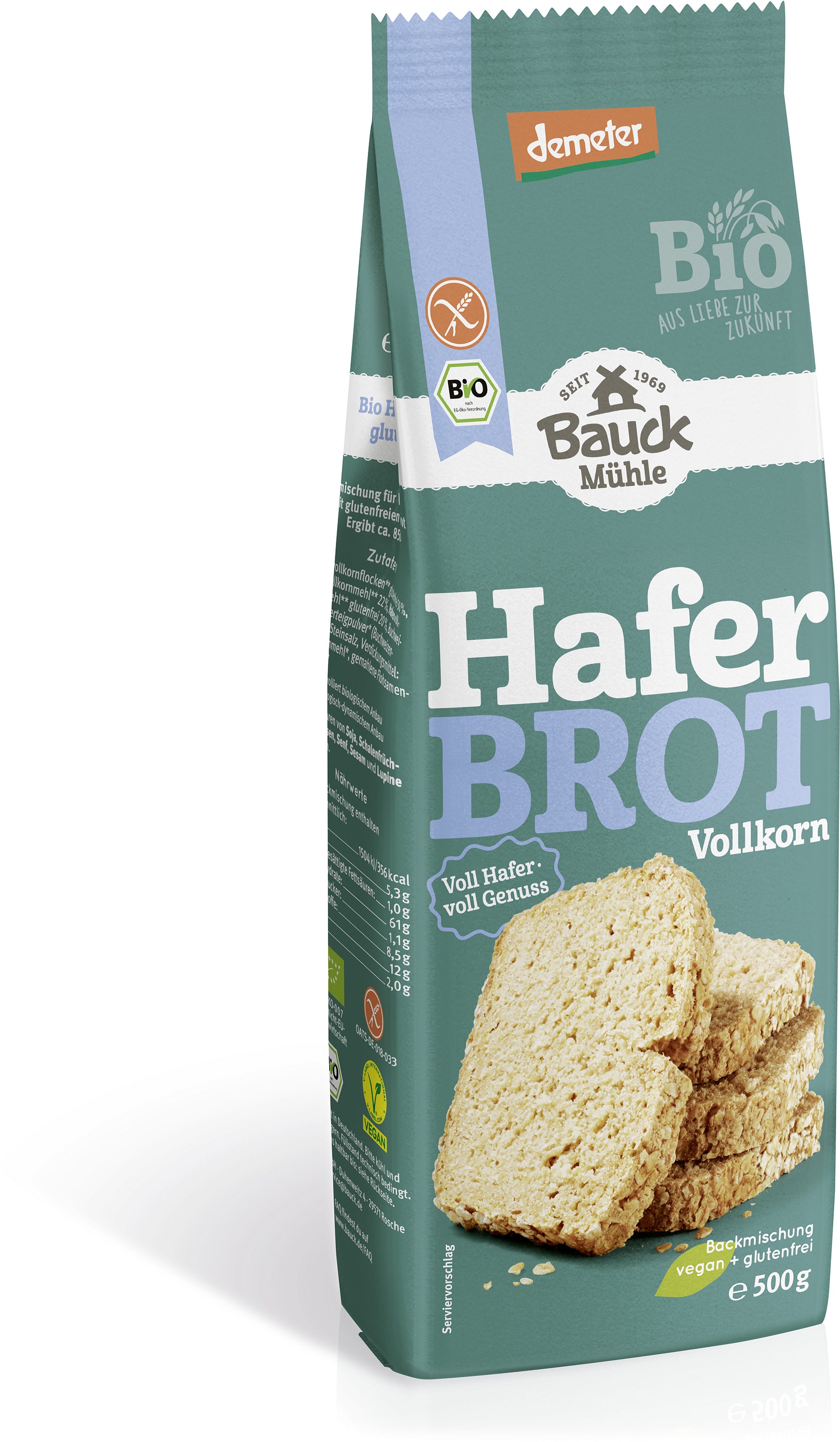 Haferbrot Backmischung Vollkorn glutenfrei bio (500g)