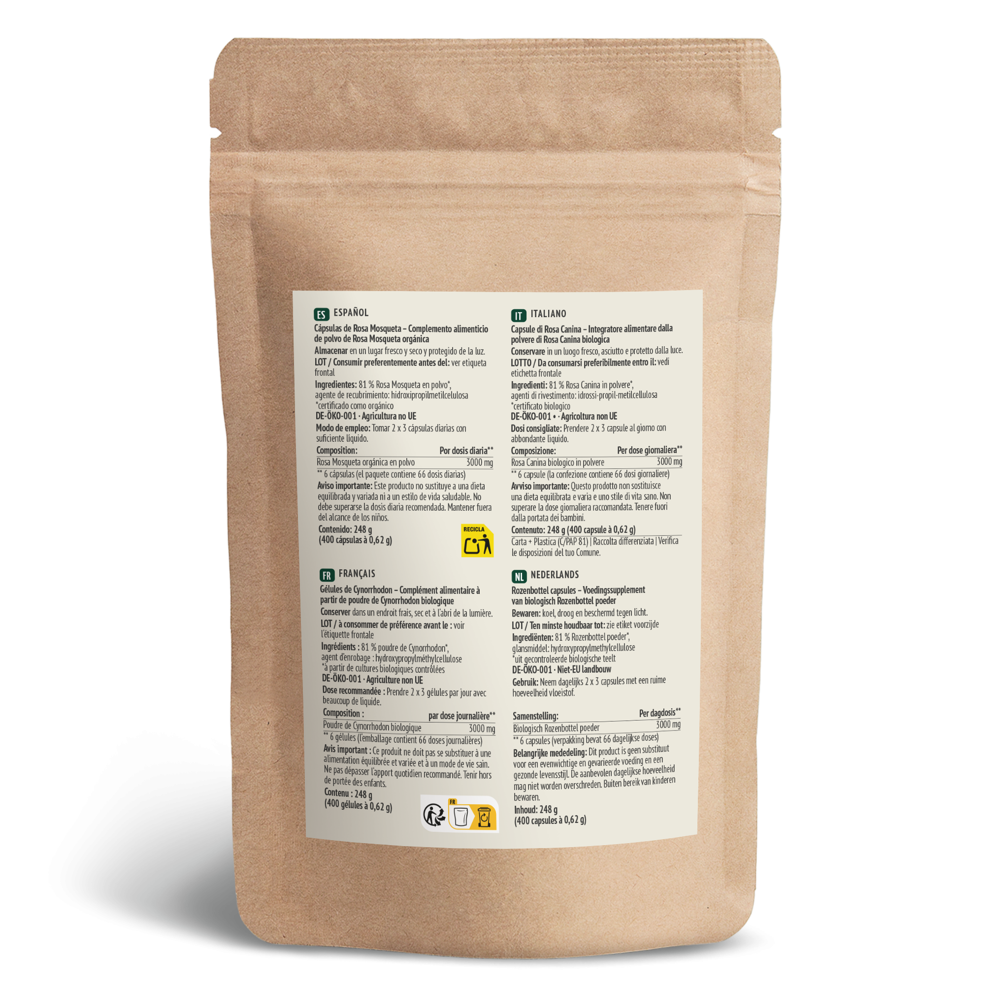 Hagebutten Kapseln Bio Nachfüllpack (400 Kapseln)