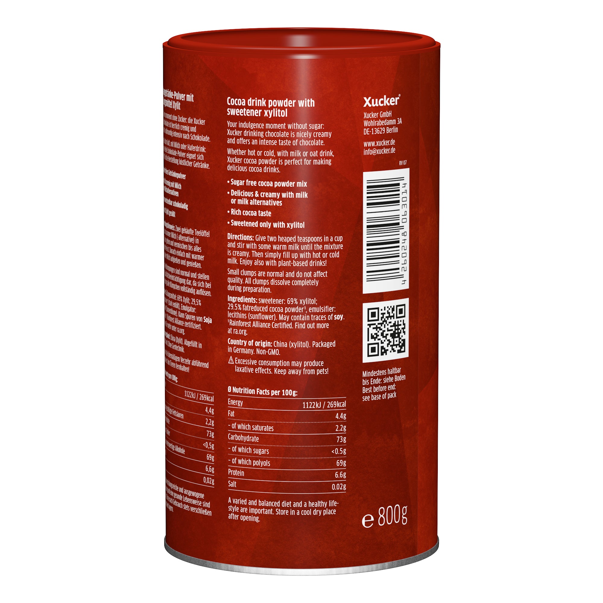 Xucker Hot Chocolate Trink-Schokolade (800g)