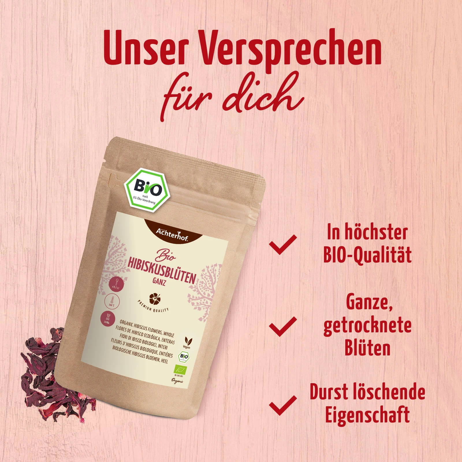 Hibiskusblüten ganz / getrocknet Bio (250g)